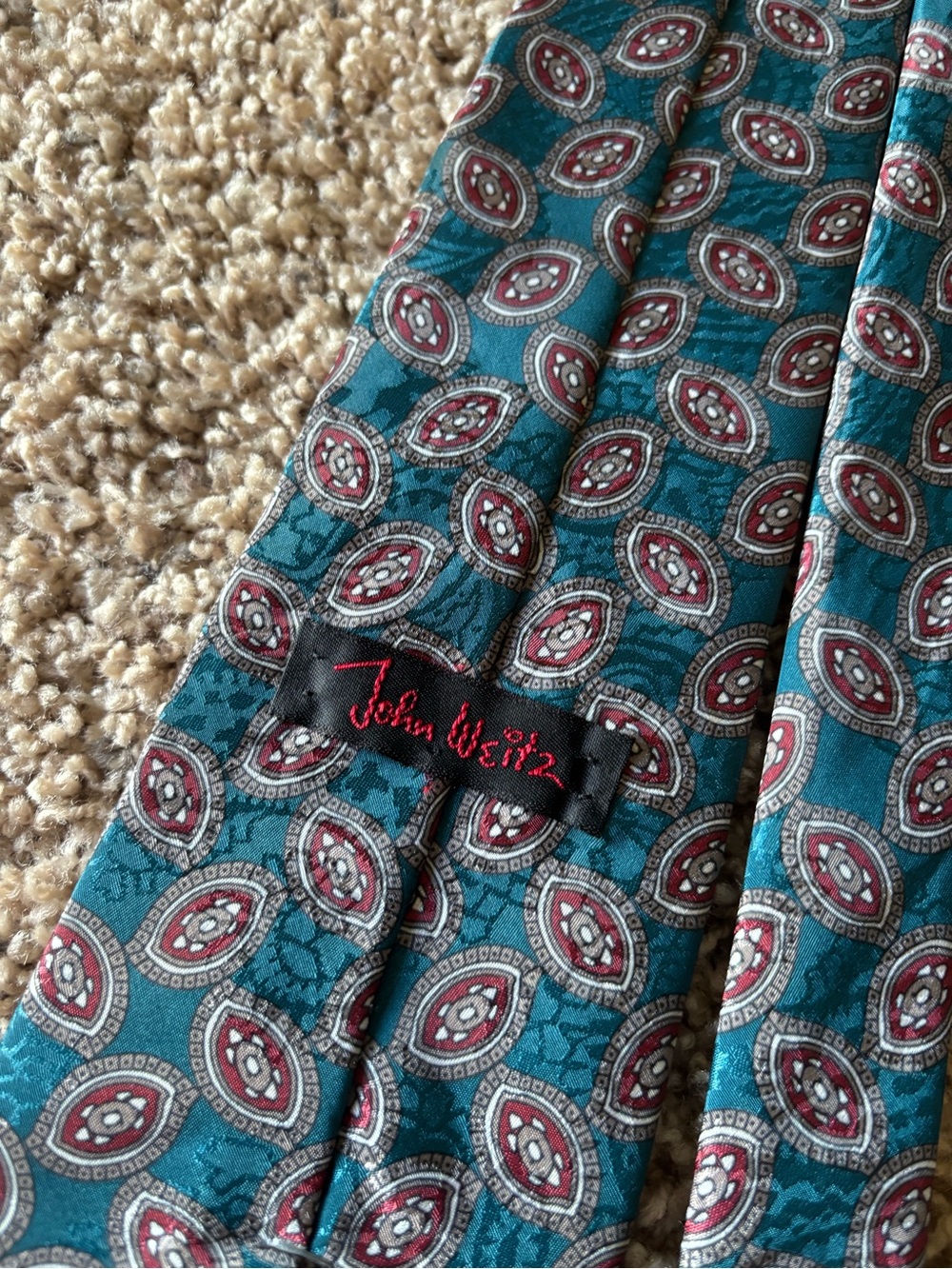 Vintage 90s John Weitz Teal Medallion Tie